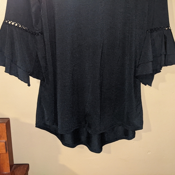 Flowy Long Black Blouse with wispy sleeves women's Large/XL - Picture 2 of 11